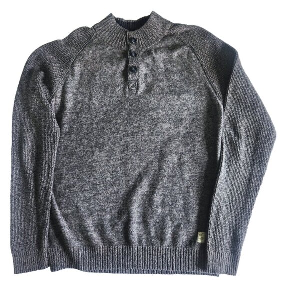 Jack & Jones Knit Sweater Size XL Knitted Grey Button High Neck Long Sleeve - Picture 6 of 10